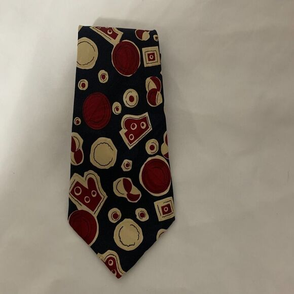 Men's MERCEDES HIGH FASHION hand made black and red tie.100% polyester - Picture 4 of 7